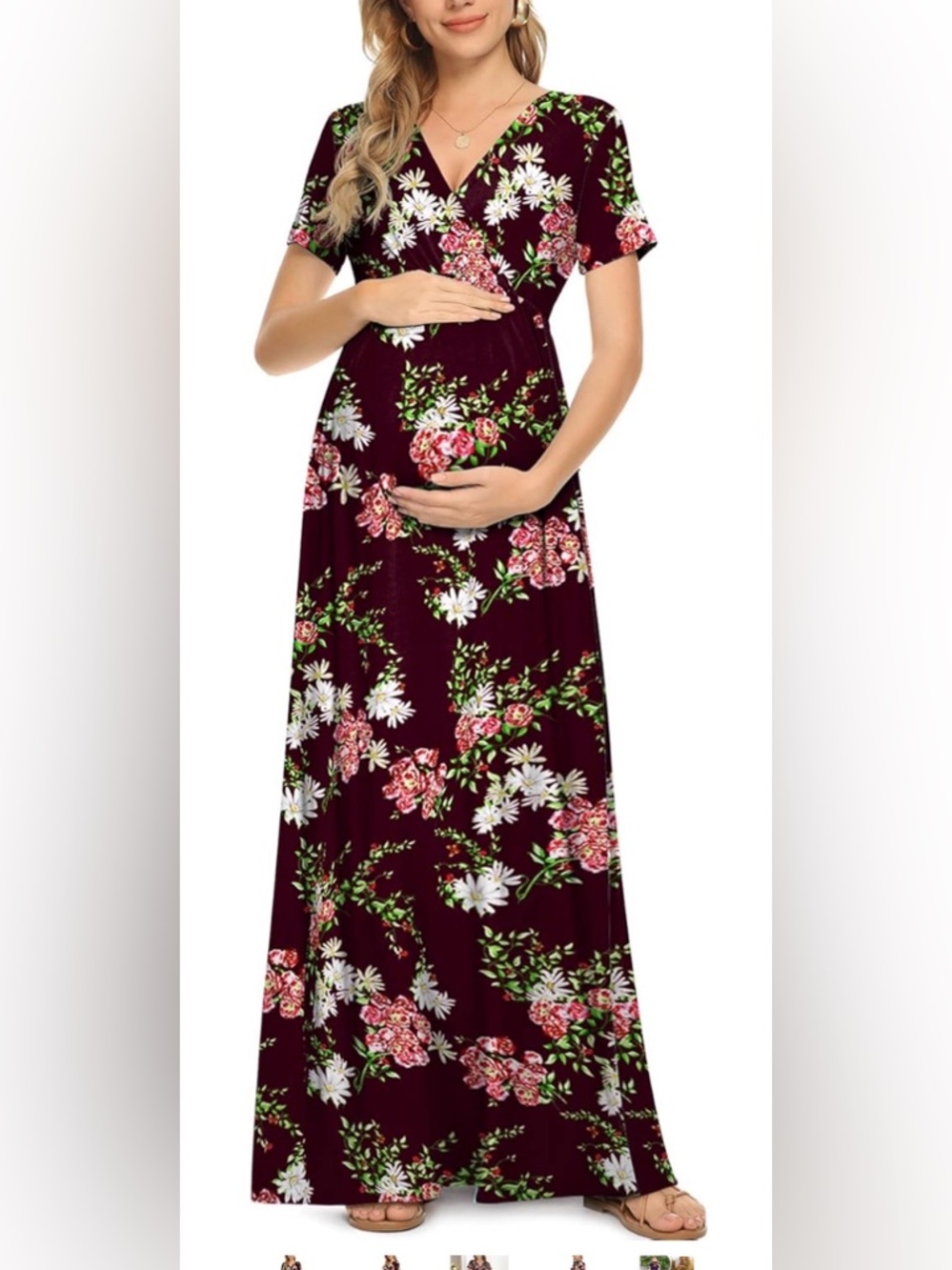 Xpenyo Maternity Maxi Dress Women Casual Wrap Long Baby Shower Pregnancy Dresses
